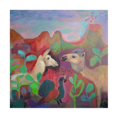 Iria Fernandez Alvarez 'The Camel And The Llama' Canvas Art,24x24